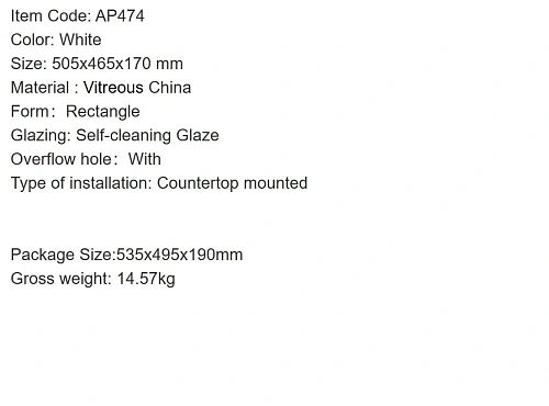 Раковина ARROW AP474 накладная Раковина ARROW AP474 накладная