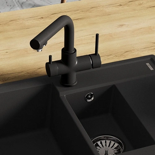 Смеситель для кухни Lemark COMFORT LM3061 с подключением к фильтру питьевой воды, антрацит Смеситель для кухни Lemark COMFORT LM3061 с подключением к фильтру питьевой воды, антрацит