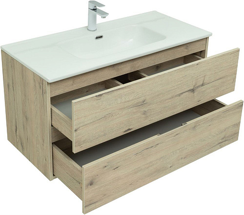 Тумба под раковину Aquanet Алвита New 100 2 ящика, дуб веллингтон белый 00277521 Тумба под раковину Aquanet Алвита New 100 2 ящика, дуб веллингтон белый 00277521