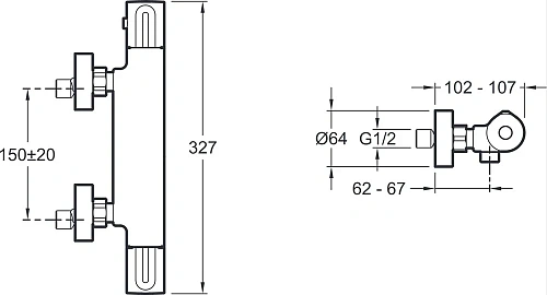 Смеситель для душа Jacob Delafon Metro E24394-CP термостатический Смеситель для душа Jacob Delafon Metro E24394-CP термостатический