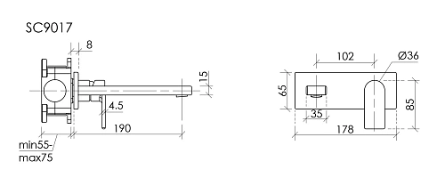 Смеситель для раковины SANCOS Studio SC9017BN c внутренней частью, брашированный никель Смеситель для раковины SANCOS Studio SC9017BN c внутренней частью, брашированный никель