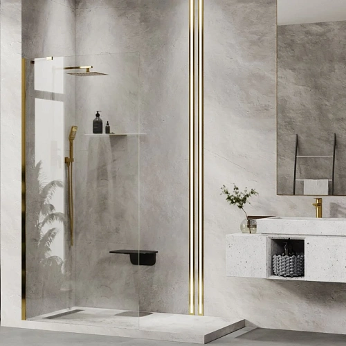 Душевая перегородка WasserKRAFT Aisch 55W39 золото Душевая перегородка WasserKRAFT Aisch 55W39 золото