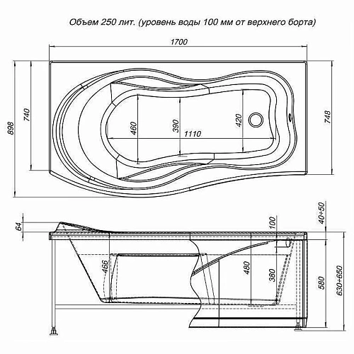 Акриловая ванна Aquanet Borneo 170x75/90 L (с каркасом) 00205286 Акриловая ванна Aquanet Borneo 170x75/90 L (с каркасом) 00205286