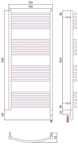 Полотенцесушитель электрический Сунержа Аркус 3.0 1200х600 МЭМ правый 03-5705-1260 Золото Полотенцесушитель электрический Сунержа Аркус 3.0 1200х600 МЭМ правый 03-5705-1260 Золото