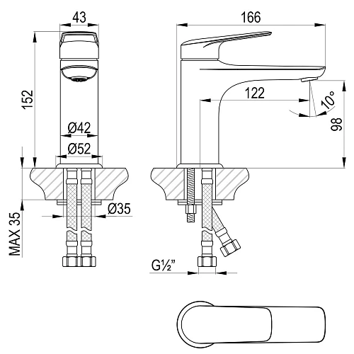 Смеситель для раковины Lemark Verba LM11406C, хром Смеситель для раковины Lemark Verba LM11406C, хром
