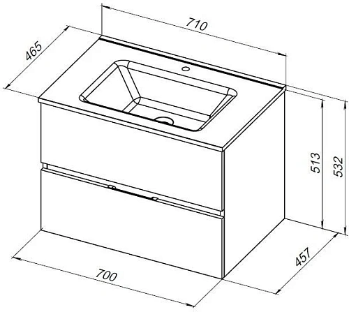 Тумба под раковину Aquanet Алвита New 70 2 ящика, серый 00303907 Тумба под раковину Aquanet Алвита New 70 2 ящика, серый 00303907
