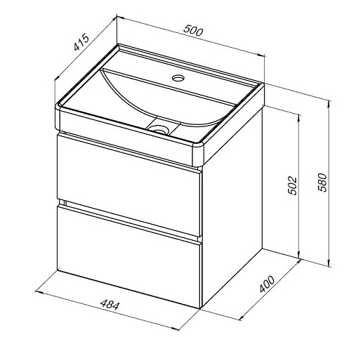 Тумба под раковину Aquanet Вега 50 (2 ящика) 00308332 Тумба под раковину Aquanet Вега 50 (2 ящика) 00308332