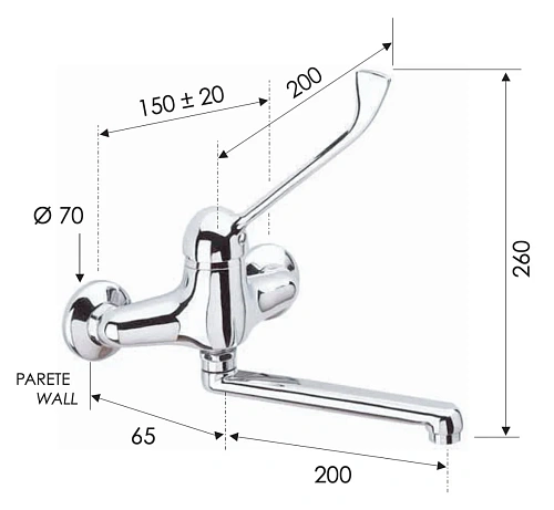 Смеситель для раковины Remer K45 медицинский Смеситель для раковины Remer K45 медицинский
