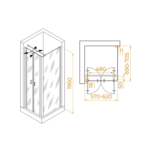 Душевой уголок RGW PA-144B (PA-104B+Z-050-2B+O-104B) 600x700 мм 060814467-014 черный Easy Clean Душевой уголок RGW PA-144B (PA-104B+Z-050-2B+O-104B) 600x700 мм 060814467-014 черный Easy Clean