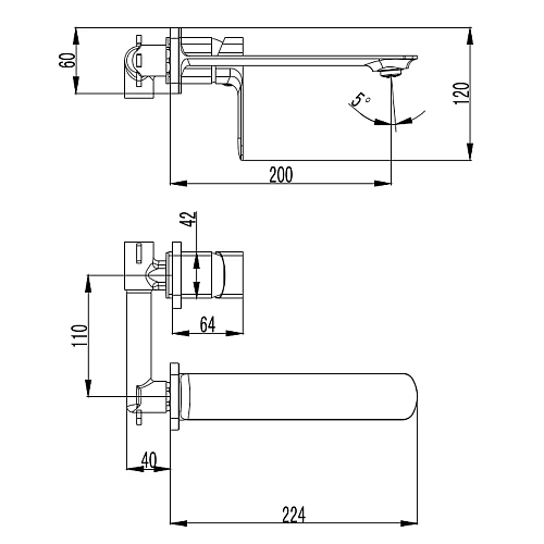 Смеситель для раковины AQUAme Monza AQM6315MB на 2 отв, внутр монтаж в компл, Черный матовый Смеситель для раковины AQUAme Monza AQM6315MB на 2 отв, внутр монтаж в компл, Черный матовый