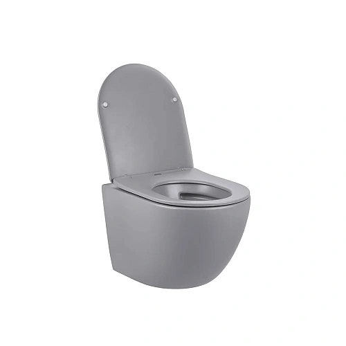 Унитаз подвесной Vincea Globo VT1-14SMG безободковый, матовый серый, ультратонкое сиденье soft-close Унитаз подвесной Vincea Globo VT1-14SMG безободковый, матовый серый, ультратонкое сиденье soft-close