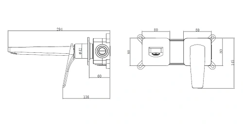Смеситель для раковины Vincea Puro VBFW-5P01CH встраиваемый, хром Смеситель для раковины Vincea Puro VBFW-5P01CH встраиваемый, хром