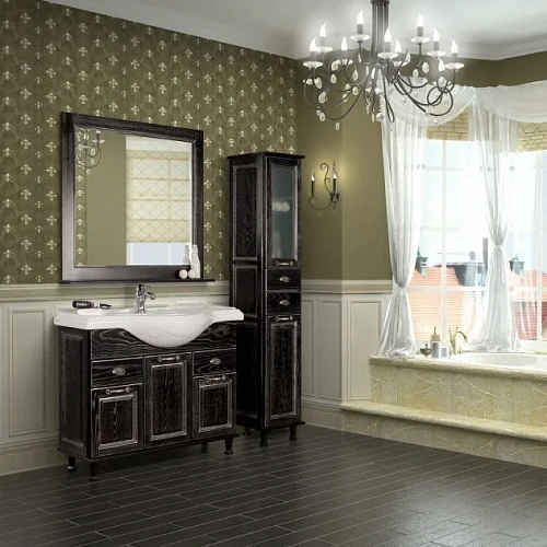 Тумба с раковиной Aquaton Жерона 105 (1A1586K5GEM50) черное серебро Тумба с раковиной Aquaton Жерона 105 (1A1586K5GEM50) черное серебро