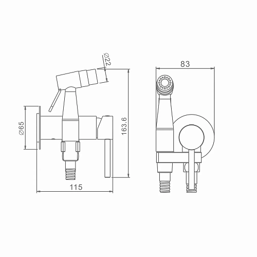 Гигиенический душ Raglo R20.54.09 встраиваемый, графит Гигиенический душ Raglo R20.54.09 встраиваемый, графит