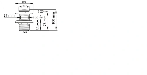 Донный клапан CeramaLux RD013 с переливом, хром Донный клапан CeramaLux RD013 с переливом, хром