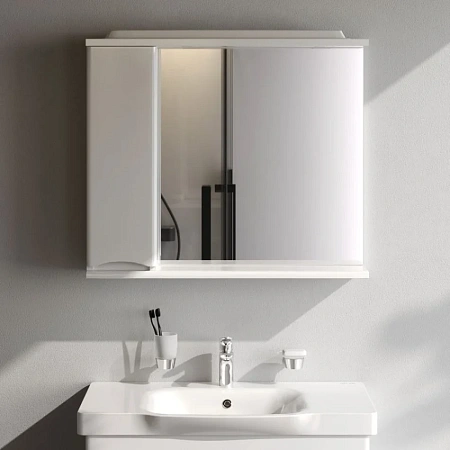 Зеркальный шкаф AM.PM Like M80MPL0801WG 80 см, с подсветкой, левый, белый Зеркальный шкаф AM.PM Like M80MPL0801WG 80 см, с подсветкой, левый, белый