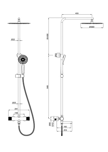 Душевая система Wonzon & Woghand с термостатом, черный матовый (WW-88739902-MB) Душевая система Wonzon & Woghand с термостатом, черный матовый (WW-88739902-MB)