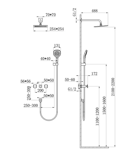Душевая система Wonzon & Woghand Shakespeare встраиваемая, хром (WW-654701-CR) Душевая система Wonzon & Woghand Shakespeare встраиваемая, хром (WW-654701-CR)
