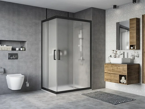 Душевой уголок STWORKI Карлстад 120x90 см профиль черный матовый, стекло матовое 467249 Душевой уголок STWORKI Карлстад 120x90 см профиль черный матовый, стекло матовое 467249