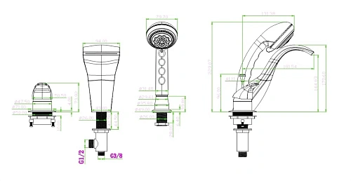 Смеситель на борт ванны Boheme Cobra 390 Смеситель на борт ванны Boheme Cobra 390