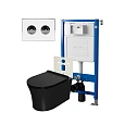 Комплект инсталляции Point Элемент П PN45121 с клавишей смыва Венера, белый/хром, PN44071WC и унитазом Вега чёрн мат, PN41711BM Комплект инсталляции Point Элемент П PN45121 с клавишей смыва Венера, белый/хром, PN44071WC и унитазом Вега чёрн мат, PN41711BM