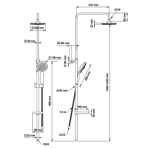 Душевая система Swedbe Calypso 5058 Душевая система Swedbe Calypso 5058