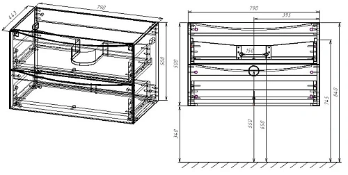 Тумба под раковину Vincea Mia 800 подвесная, 2 выкатных ящик soft close, V.Oak VMC-2MA800VO Тумба под раковину Vincea Mia 800 подвесная, 2 выкатных ящик soft close, V.Oak VMC-2MA800VO