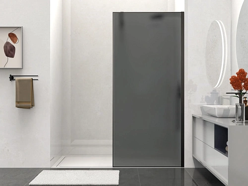 Душевая перегородка Vincea Walk-In VSW-1HS100GFB 1000x2000 черный матовый, стекло матовое тонированное Душевая перегородка Vincea Walk-In VSW-1HS100GFB 1000x2000 черный матовый, стекло матовое тонированное