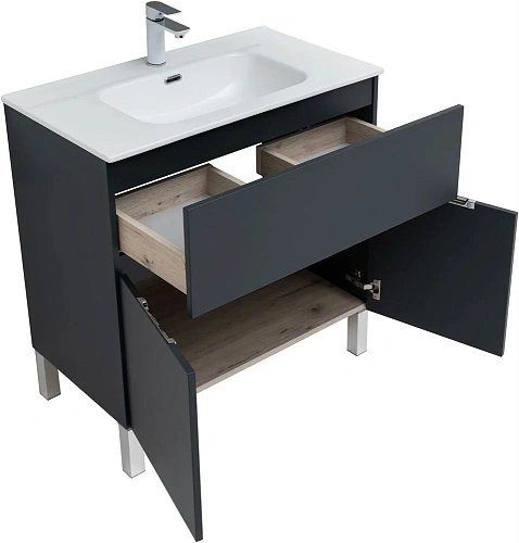 Тумба под раковину Aquanet Алвита New 80 1 ящик, 2 дверцы, антрацит 00277551 Тумба под раковину Aquanet Алвита New 80 1 ящик, 2 дверцы, антрацит 00277551