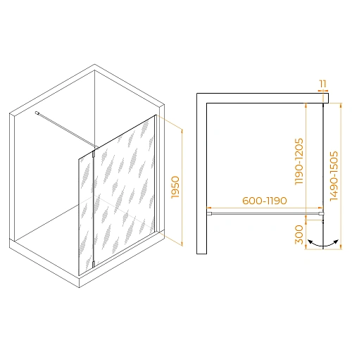 Душевая перегородка RGW Walk In WA-050B (WA-002B + Z-070B) 1200 мм 351005023-14 черный, Easy Clean Душевая перегородка RGW Walk In WA-050B (WA-002B + Z-070B) 1200 мм 351005023-14 черный, Easy Clean