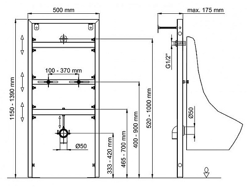 Инсталляция для писсуара BERGES NOVUM 049215 Инсталляция для писсуара BERGES NOVUM 049215