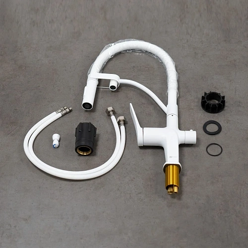 Смеситель для кухни Lemark Bronx LM3761MW с подключением к фильтру, белый/матовый Смеситель для кухни Lemark Bronx LM3761MW с подключением к фильтру, белый/матовый