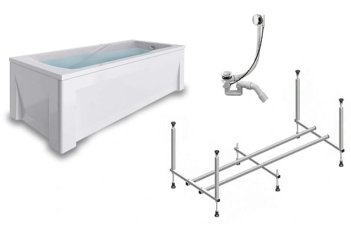 Акриловая ванна Timo HELLA1575 150x75x63 с каркасом, слив-переливом, фронтальной и торцевой панелями Акриловая ванна Timo HELLA1575 150x75x63 с каркасом, слив-переливом, фронтальной и торцевой панелями