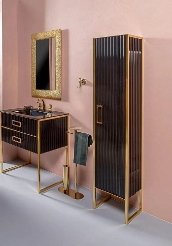 Шкаф-пенал Armadi Art MONACO 868-BG-R черный глянец + золото R Шкаф-пенал Armadi Art MONACO 868-BG-R черный глянец + золото R