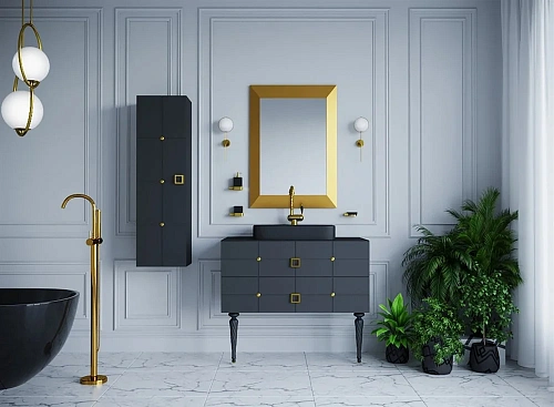 Шкаф-пенал Armadi Art Piazza 844-BG черный+золото без ножек Шкаф-пенал Armadi Art Piazza 844-BG черный+золото без ножек