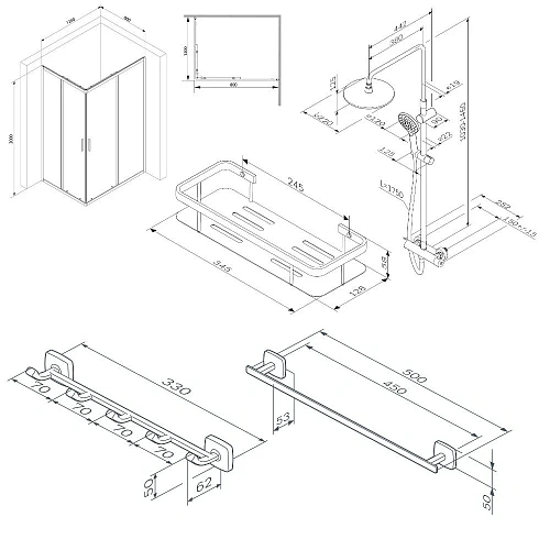 Душевой уголок AM.PM Gem S 120х80 WK93ER с душевой системой и аксессуарами, профиль черный матовый, стекло прозрачное Душевой уголок AM.PM Gem S 120х80 WK93ER с душевой системой и аксессуарами, профиль черный матовый, стекло прозрачное