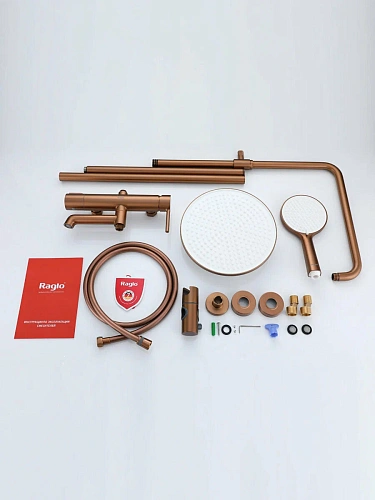 Душевая система Raglo R20.24.33 излив поворотный 15 см, матовая медь Душевая система Raglo R20.24.33 излив поворотный 15 см, матовая медь