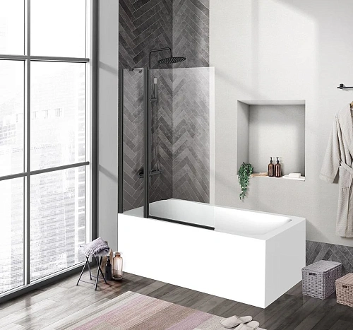 Шторка на ванну BelBagno UNO-V-11-100/150-C-NERO Шторка на ванну BelBagno UNO-V-11-100/150-C-NERO