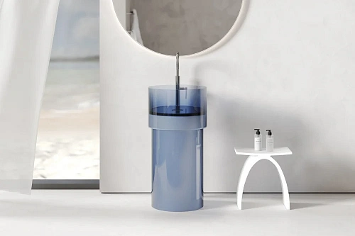 Раковина ABBER Kristall AT2701Saphir напольная, прозрачная, синяя Раковина ABBER Kristall AT2701Saphir напольная, прозрачная, синяя