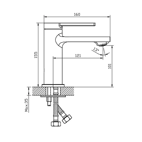 Смеситель для раковины Orange Splito M36-021cr Смеситель для раковины Orange Splito M36-021cr