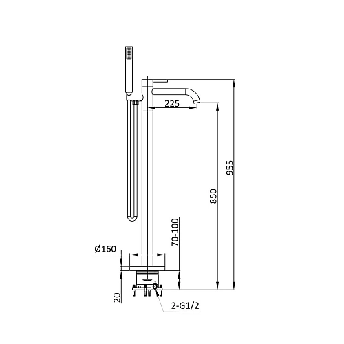 Смеситель для ванны Vincea Desire VTF-1DBG напольный, однорычажный, брашированное золото Смеситель для ванны Vincea Desire VTF-1DBG напольный, однорычажный, брашированное золото