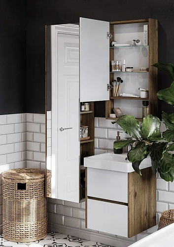 Зеркальный шкаф Aquaton Сканди 45 белый, дуб рустикальный 1A252002SDZ90 Зеркальный шкаф Aquaton Сканди 45 белый, дуб рустикальный 1A252002SDZ90