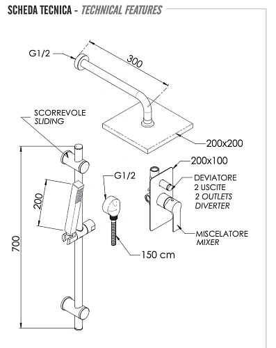 Душевая система Remer Energy EY09LS01O Душевая система Remer Energy EY09LS01O