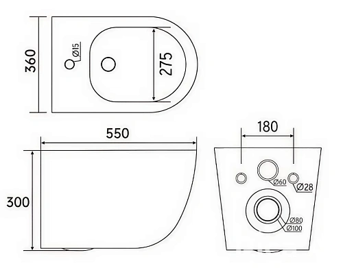 Биде подвесное CHARUS SKANDENBORG BD700-143W Биде подвесное CHARUS SKANDENBORG BD700-143W