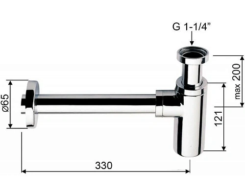 Сифон для раковины Kaiser 958Z с выпуском хром Сифон для раковины Kaiser 958Z с выпуском хром
