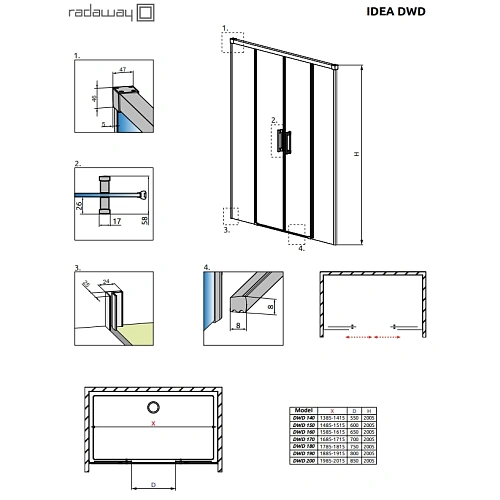 Душевая дверь Radaway Idea 387125-01-01 150 см Душевая дверь Radaway Idea 387125-01-01 150 см
