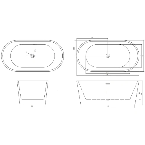 Ванна отдельностоящая Ceruttispa RESIA170II CT10519 1700x750x600 акриловая Ванна отдельностоящая Ceruttispa RESIA170II CT10519 1700x750x600 акриловая