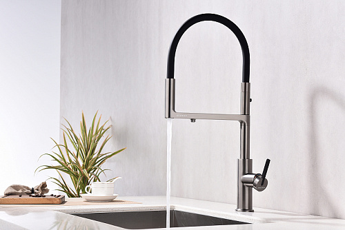 Смеситель для кухни Paulmark TORNADO вороненая сталь To213402-GM Смеситель для кухни Paulmark TORNADO вороненая сталь To213402-GM