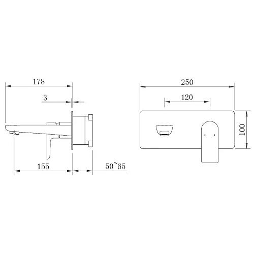 Смеситель для раковины VENTAS S 076006 скрытого монтажа, совместный, черный матовый Смеситель для раковины VENTAS S 076006 скрытого монтажа, совместный, черный матовый