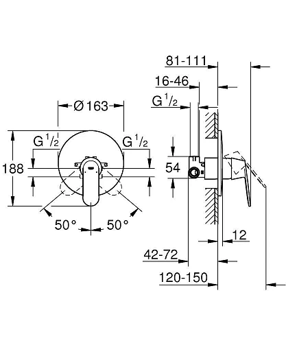 Смеситель для душа GROHE Eurosmart Cosmopolitan (внешняя и встраиваемая части), хром (32880000) Смеситель для душа GROHE Eurosmart Cosmopolitan (внешняя и встраиваемая части), хром (32880000)